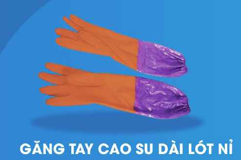 Găng tay cao su dài lót nỉ - Vật Tư Phòng Sạch NBN Bắc Ninh - Công Ty TNHH Vật Tư Công Nghiệp NBN Bắc Ninh